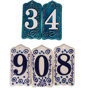 Ceramic Address Plaque & Numbers, House Number, Terracotta Mexican Tile, Sign Numbers, Custom Number Sign, Realtor Gift, Door Numbers, Hotel