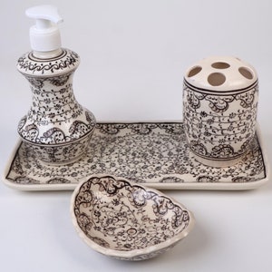 Bathroom Accessories Set Complete, Ceramic 4 Piece Bathroom Set