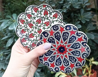 Set Of 2 Ceramic Tile Coaster, Abstract Handmade New Home Gift, Table Coaster, Drink Coasters, Mug Coasters, Mixed Set of 4 Hot Cup holders