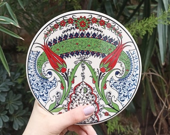 Decorative Ceramic Floral Trivet 7", Turkish Ceramic Tile Coaster, Kitchen Pot Table Trivet, Hot Pad, Kitchen Decor, Cooking Trivet Hot Dish