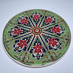 Ceramic Trivet for Hot Pots and Pans, Large Heat Resistant Mats & Cork Base, Trivet for Hot Dish, Extra Thick, Turkish Ceramic Coaster, Tile