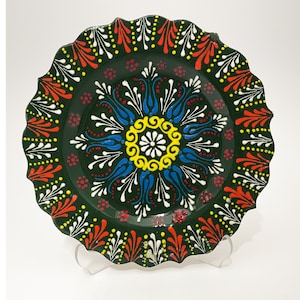18 Cm Ceramic Wall Hanging Plate, Hand Paint Embossed Decorative Living Room Plate, Decorative Home Gift, 7&quot; Rustic Turkish Ceramic Tray