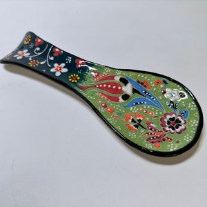 Embossed Ceramic Spoon Rest for Kitchen Counter, Blue Spoon Holder for Stovetop, Tea Bag Holder, Farmhouse Gift, Cooking Gifts, Engraved