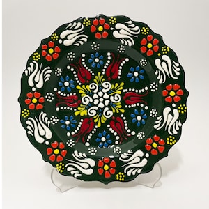 18 Cm Ceramic Wall Hanging Plate, Hand Paint Embossed Decorative Living Room Plate, Decorative Home Gift, 7&quot; Rustic Turkish Ceramic Tray