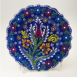 7&quot; Decorative Floral Wall Hanging Plates, 18 Cm Embossed Decorative Entryway Pottery Plate, Turkish Ceramic Tray, Serving Platter, Key Dish