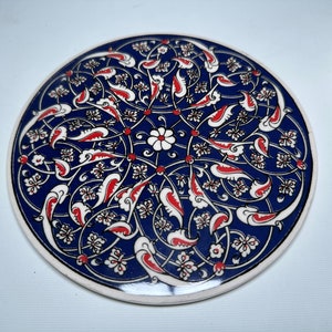Ceramic Trivet for Hot Pots and Pans, Large Heat Resistant Mats & Cork Base, Trivet for Hot Dish, Extra Thick, Turkish Ceramic Coaster, Tile