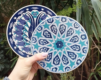 Sottopentola in ceramica turca, sottopentola geometrico in ceramica per piatti caldi, sottopentola per teiera, tovaglietta per piano cucina e tavolo, sottovaso per piante, idea regalo
