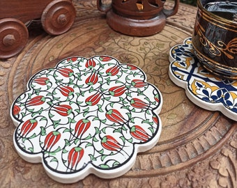 Dessous de verre décoratif en céramique 11,5 cm, absorbant, pour table de cuisine, tasse chaude, décoration de cuisine, cadeau idéal pour le bureau