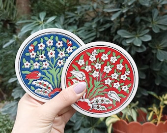 Sottobicchiere in ceramica per piatti caldi, piastrella turca, sottopentola, sottoteiera, tovaglietta per piano cucina, sottobicchiere per pentola, antiscivolo