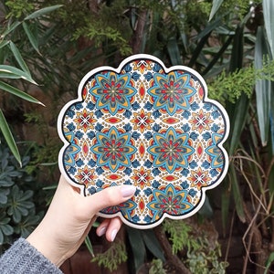 18cm 花柄セラミック鍋敷き、トルコ陶器キッチンギフト、キッチンポットテーブル鍋敷き、ホットパッド、おばあちゃんへのギフト、温かい料理用の調理鍋敷き