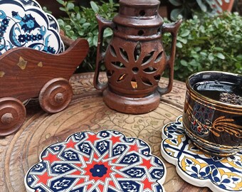 Dessous de verre décoratif en céramique 11,5 cm, absorbant, pour table de cuisine, tasse chaude, décoration de cuisine, cadeau idéal pour le bureau