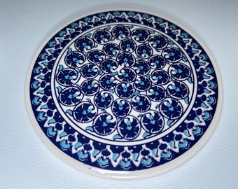 Ceramic Trivet for Hot Pots and Pans, Large Heat Resistant Mats & Cork Base, Trivet for Hot Dish, Extra Thick, Turkish Ceramic Coaster Pad