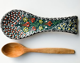 Portacucharas de cerámica con tulipanes, plato de cerámica, anillo de cerámica floral, joya, vela, amante de la naturaleza, regalo del Día de la Madre, decoración de cocina