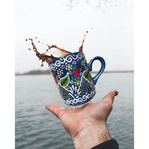 2x Ceramic Embossed Coffee Mug, Rustic Tea Cup, Water Glasses Tumbler, Hand painted Stoneware Americano Mug, Neighbour Gifts, Gift for Mom