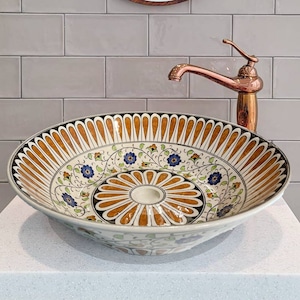 Bathroom Vessel Sink, Artistic Ceramic Countertop Basin, Washing Bowl Set, Cabinet Countertop Sink, Washbasin, Bathroom remodeling, Lavatory
