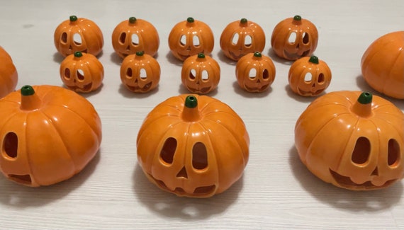 陶器製ハロウィンかぼちゃティーライトホルダー3個セット、ジャック