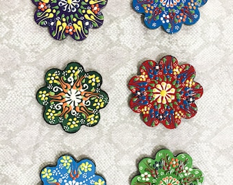 6 sous-verres ronds en céramique gaufrée colorés, lot de 6 dessous de plat en carreaux de céramique faits main pour tasse à café, cadeaux déco de cuisine, céramique turque