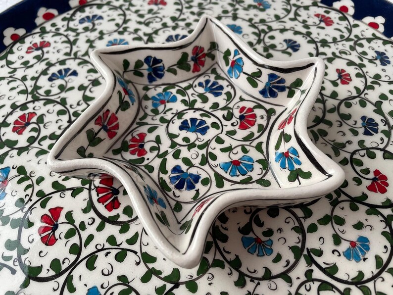 Set da portata per antipasti, snack, patatine e salse, piatto da portata in ceramica turca, meze, stoviglie fatte a mano, regalo per lei, regali per inaugurazione della casa immagine 5