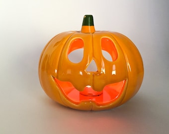 セラミック製ハロウィンパンプキンティーライトホルダー3個セット