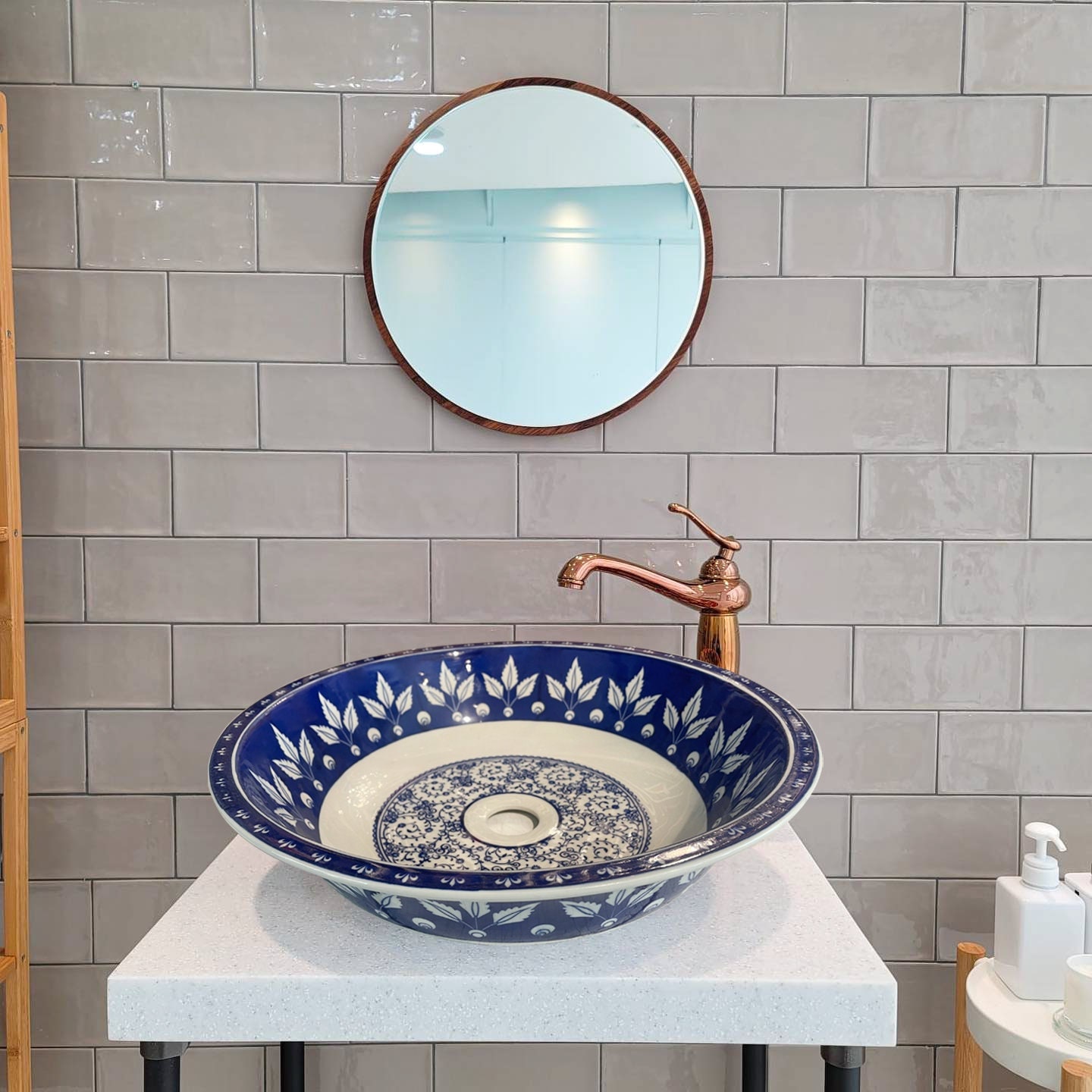 Bathroom Sink, Hand Painted Countertop Basin, Vanity Recessed Sink, Glossy Wash  Basin Bathroom Vessel Sink Above Counter, Wash Room Remodel - Etsy, image size:1440x1440