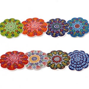 Assorted Color Ceramic Relief Trivets for Hot Pots & Pans, Large Heat-Resistant Cork Base Trivet, Non-Slip Extra Thick Mat for Hot Dishes