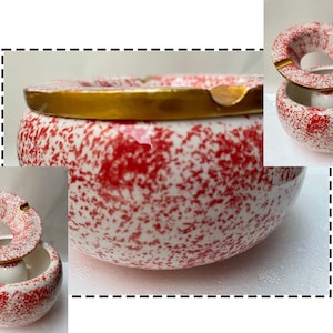 Ceramic Red Lidded Big Ashtray, Gift for Smoker, Cigarette Ashtray for Indoor & Outdoor Use, Desktop Colorful Ash tray for Office Decoration