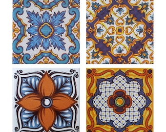 Azulejos de cerámica mexicana, posavasos, azulejos de estilo portugués, mural de cerámica, azulejos decorativos para cocina y baño, azulejos para salpicaderos, azulejos para baño