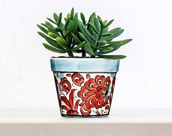 Macetas pequeñas para suculentas, cilindro de flores de color azul cielo, jarrón de cerámica mediano, macetas, maceta de cerámica, accesorios de escritorio, decoración de jardín