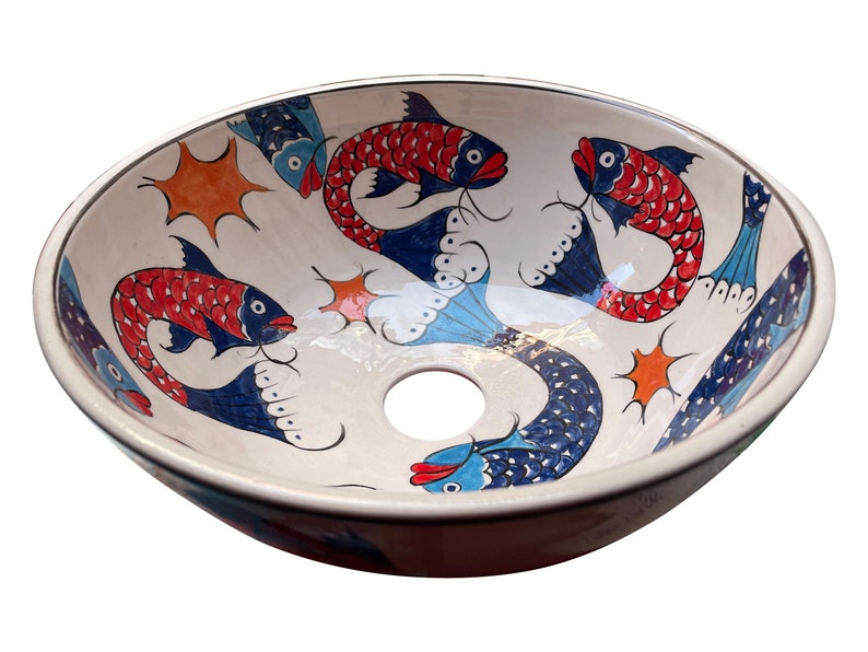 Bathroom Sink & Fish Ceramic Countertop Basin Hand Painted Etsy