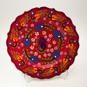 18 Cm Ceramic Wall Hanging Plate, Hand Paint Embossed Decorative Living Room Plate, Decorative Home Gift, 7&quot; Rustic Turkish Ceramic Tray