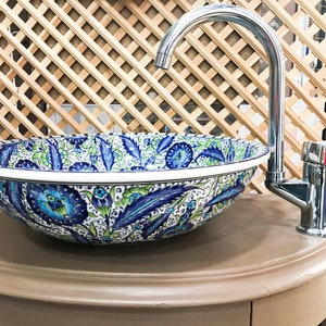 Bathroom Sink, Countertop Basin, Handmade Vessel Sink, Hand painted Washbasin, Ceramic Basin, Basin overtop, Design Sloan sink, Waschbecken
