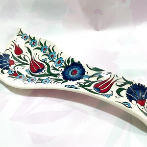 Ceramic Big Spoon Rest, Spoon Holder for Kitchen, HandPainted Tile Gift for New Home Buyer, Ceramic Spoon Holder, Pottery Spoon Rest, Mom image 3