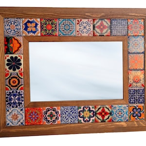 Wooden Frame Mirror, Mosaic Stone Tile, Ceramic Tile, Talavera Tile ...