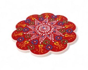 Assorted Color Ceramic Relief Trivets for Hot Pots & Pans, Large Heat-Resistant Cork Base Trivet, Non-Slip Extra Thick Mat for Hot Dishes