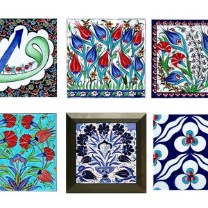 Ceramic Wall Hanging Square Tile, Accent Tiles Board, Decorative Living Room Tiles, Wooden Frame, Wall art decor gifts, Housewarming Gift
