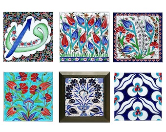 Ceramic Wall Hanging Square Tile, Accent Tiles Board, Decorative Living Room Tiles, Wooden Frame, Wall art decor gifts, Housewarming Gift