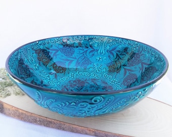 Handmade Turquoise Ceramic Bowls, Perfect for Ramen, Cereal & Salad, Unique Traditional Design Meets Modern Life, Ideal Christmas Gift Mom