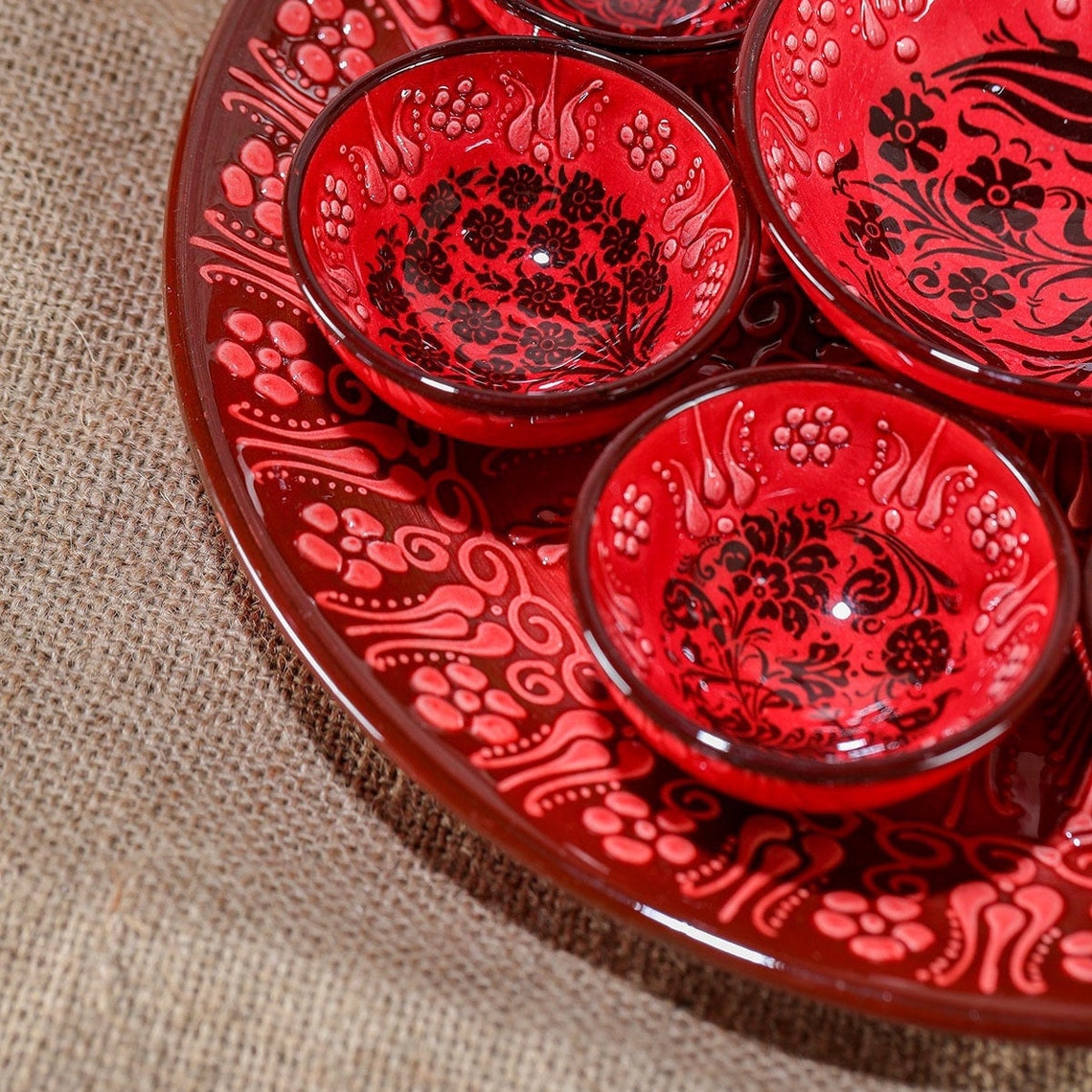 Appetizer Ceramic Bowls and Plate Set Colorful Tapas Plate Etsy