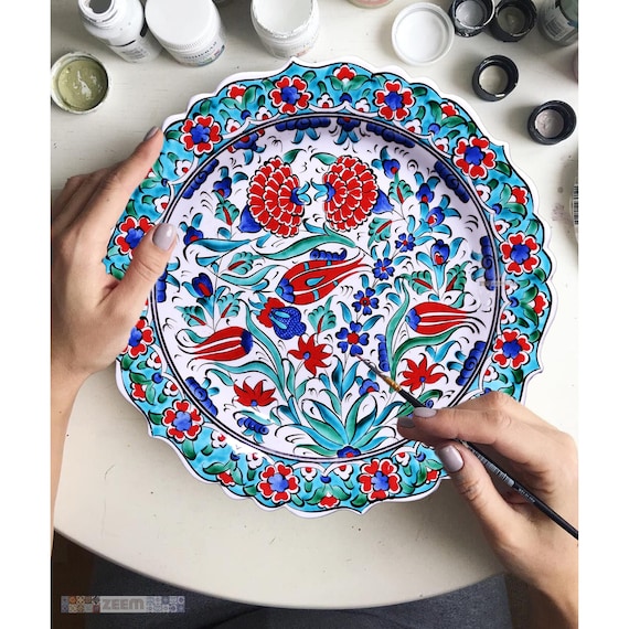 Piatto decorativo dipinto a mano in ceramica da 30 cm, piatto da parete con  scatola di velluto, regalo per mamma, piatti di garofano, piatti decorativi  per appendere a parete -  Italia