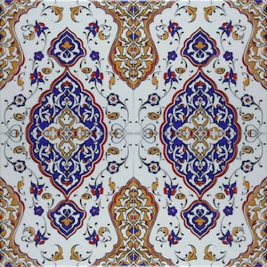 4x Decorative Ceramic Tile 20*20 Cm, Bathroom Tile, Room Wall Tile, Kitchen Backsplash Tile, Turkish Ceramic Deco 7.8&#39;&#39; Floor Tile, Oriental