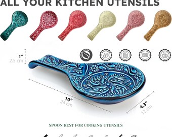 Veemoon 2 Pièces Porte-Cuillère Céramique En Forme De Feuille - Repose-Ustensiles Mignon Pour Cuisine Et Table