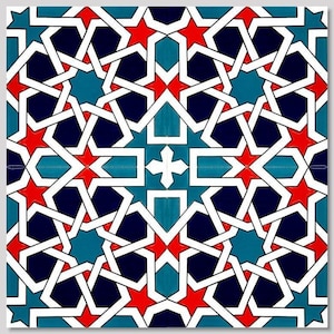 4x Decorative Ceramic Tile 20*20 Cm, Bathroom Tile, Room Wall Tile, Kitchen Backsplash Tile, Turkish Ceramic Deco 7.8&#39;&#39; Floor Tile, Oriental