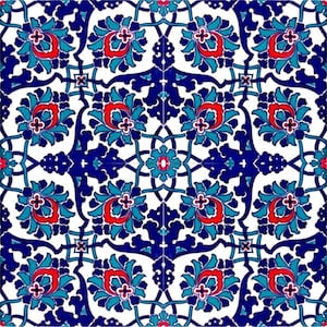 4x Decorative Ceramic Tile 20*20 Cm, Bathroom Tile, Room Wall Tile, Kitchen Backsplash Tile, Turkish Ceramic Deco 7.8&#39;&#39; Floor Tile, Oriental