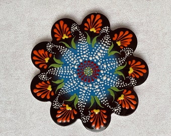 Decorative Ceramic Trivet 7", Turkish Ceramic Tile Coaster, Kitchen Pot Table Trivet, Hot Pad, Kitchen Decor, Cooking Trivets for Hot Dishes