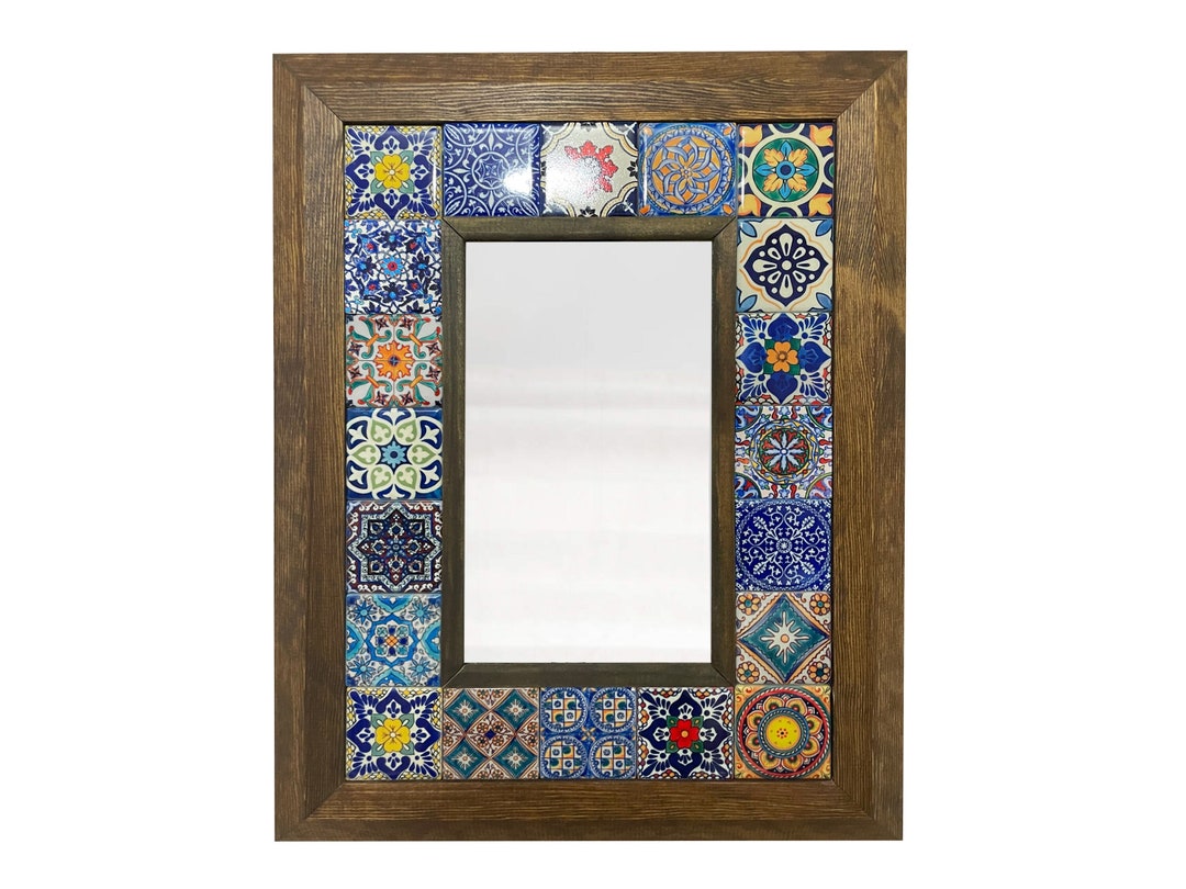 Rustic Small Hanging Mirror, Ethnic Mirror Above Console, Bohem Mirror