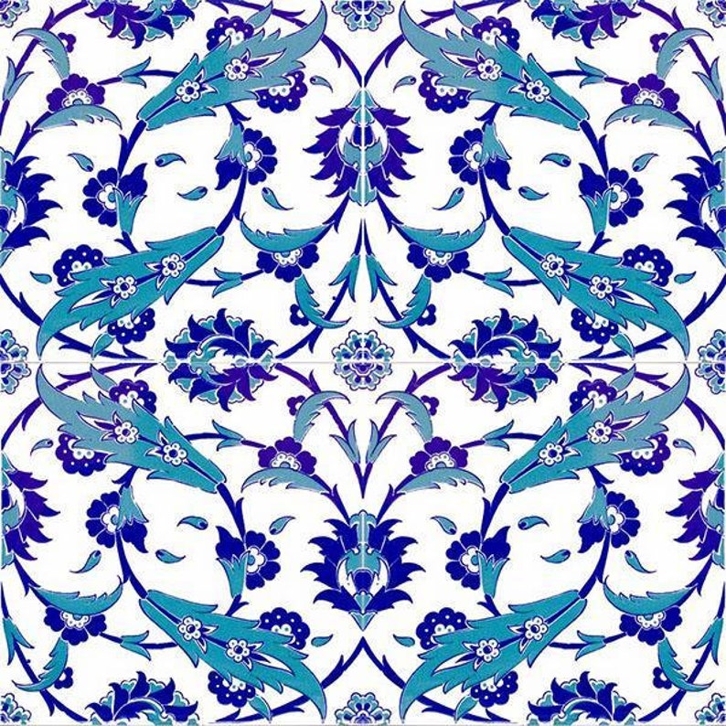 4x Decorative Ceramic Tile 2020 Cm, Bathroom Tile, Room Wall Tile, Kitchen Backsplash Tile, Turkish Ceramic Deco 7.8'' Floor Tile, Oriental zdjęcie 1