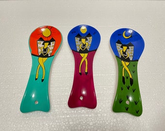 Soporte para cucharas de Navidad, diseño de mujer, soporte para cuchara de cocina, soporte para estufa, soporte para utensilios con forma de cangrejo, soporte para cucharones, soporte para bolsitas de té, regalo gastronómico