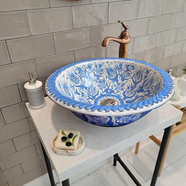 Blue Bathroom Sink - Etsy