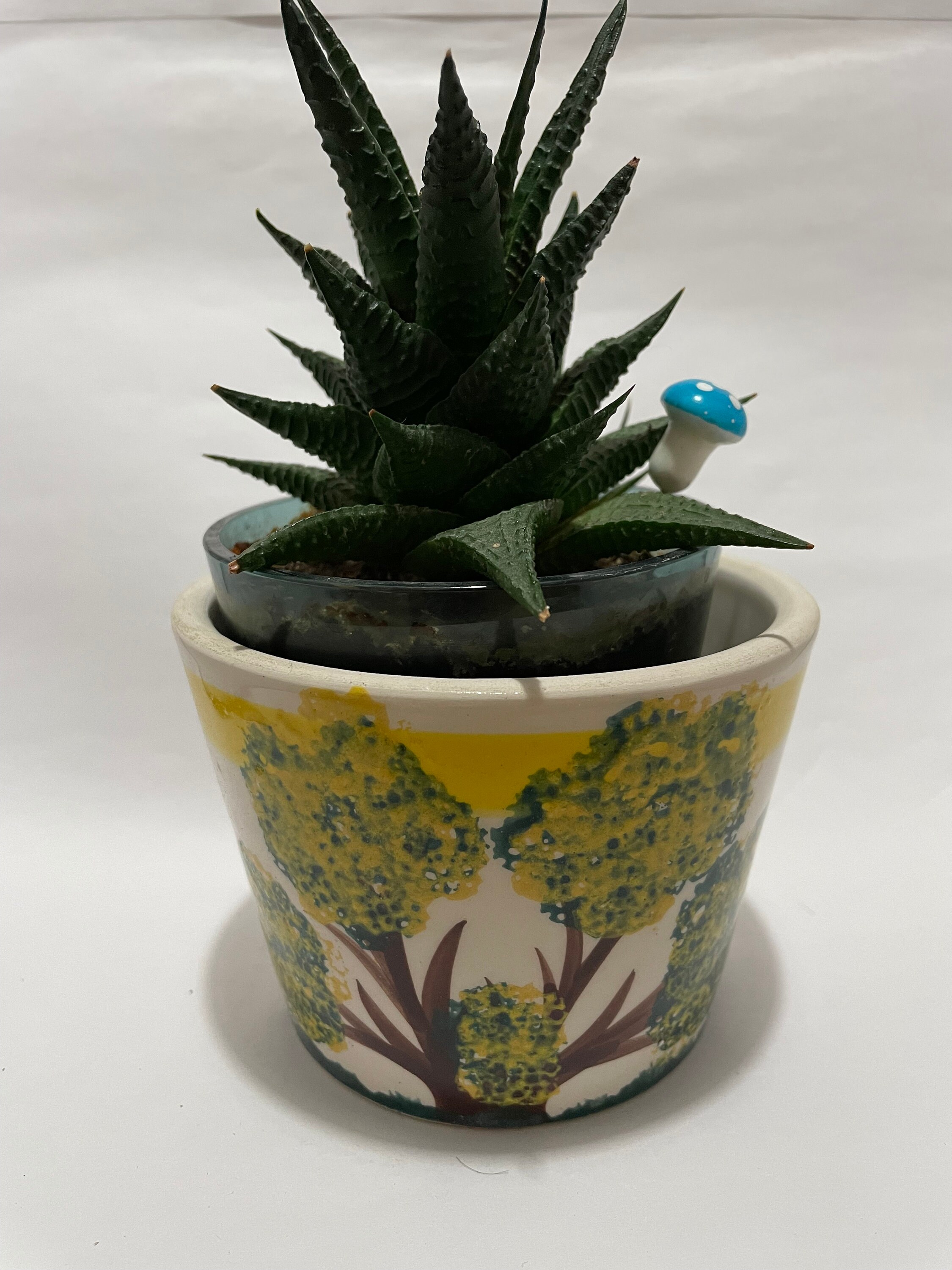 Set di 3 vasi da fiori in ceramica smaltata, vasi per cactus, mini