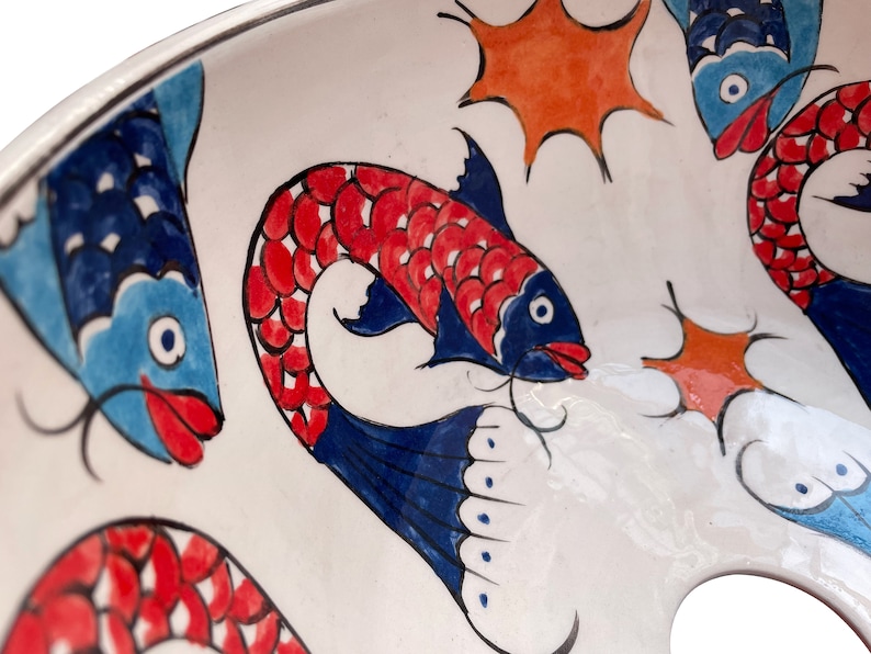 Bathroom Sink & Fish Ceramic Countertop Basin Hand Painted Etsy